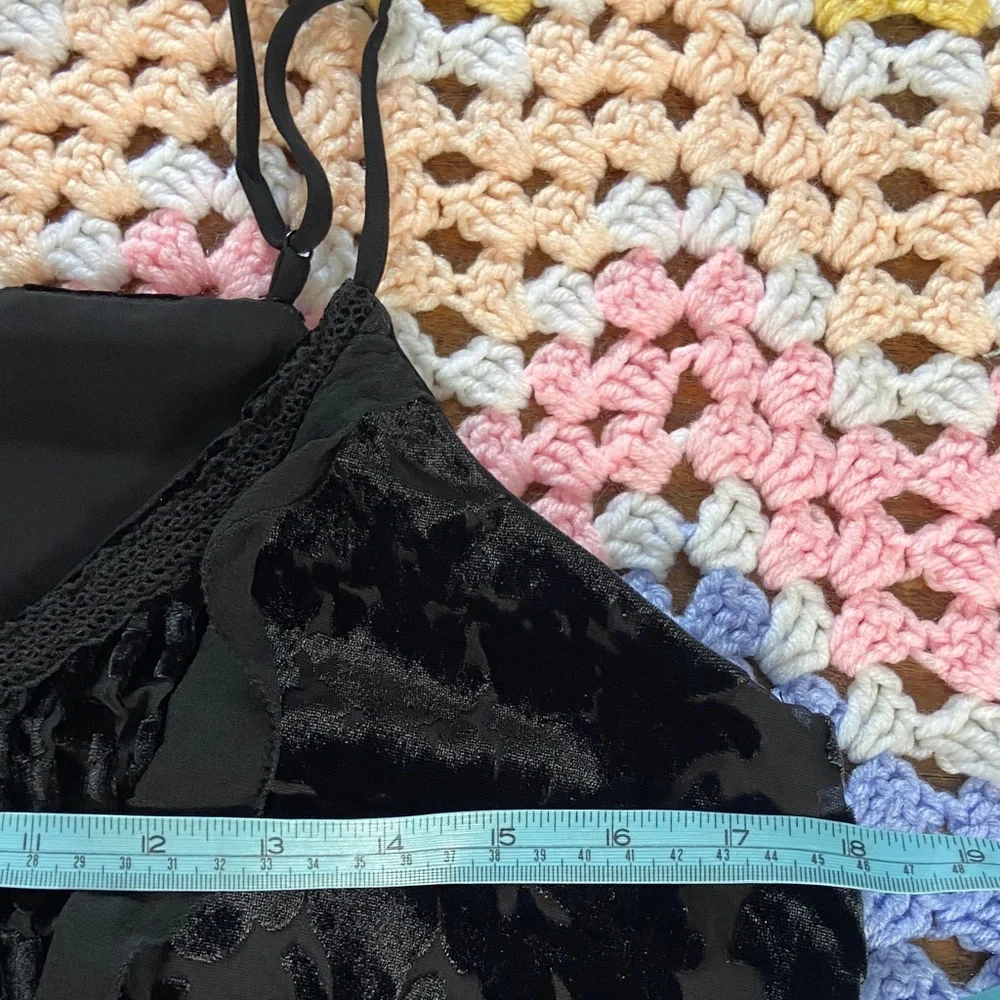 Parker Black Sheer Floral Burnout Velvet Tank Top Ruffle Silk Blend Small Floral - Picture 2 of 13